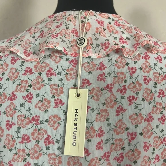 1749 NWT Max Studio Sleeveless Floral Blouse W/Tie Embellishment On Back. SzS - Picture 7 of 11